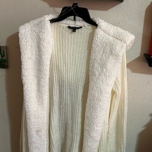 off white cardigan with hoodie, large